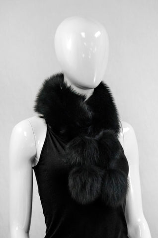 FOX FUR COLLAR - BLACK