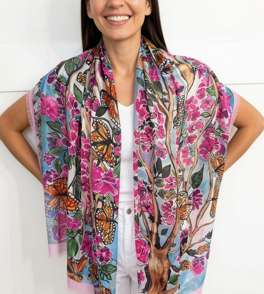 BUTTERFLY ARMY SILK SCARF