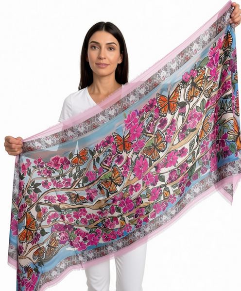 BUTTERFLY ARMY SILK SCARF