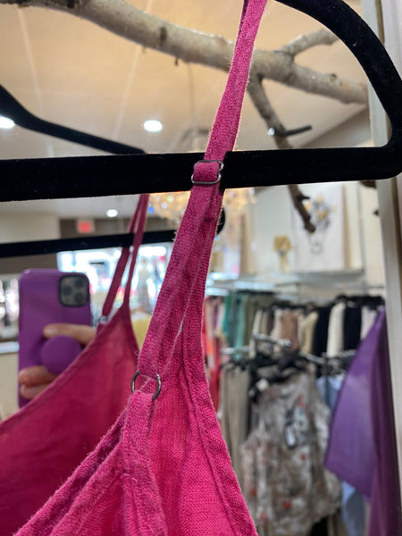 LINEN CAMISOLE TOP - FUCHSIA