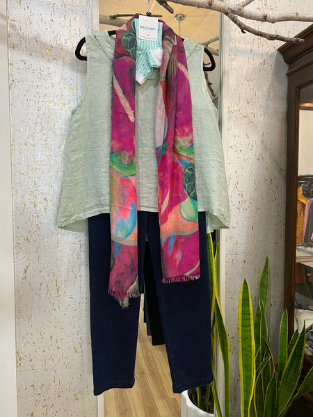 LADDER LINEN TOP - MINT