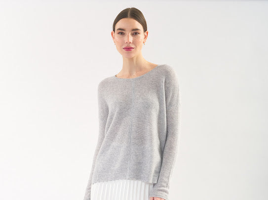 GREY EASY FIT CASHMERE SWEATER