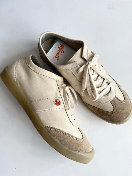 CREAM/BEIGE LEATHER SNEAKERS