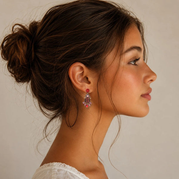 CRIMSON FIRE BAZAAR EARRINGS - STUDS