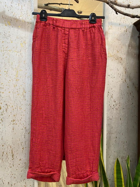 FUCHSIA ORANGE LINEN PANTS