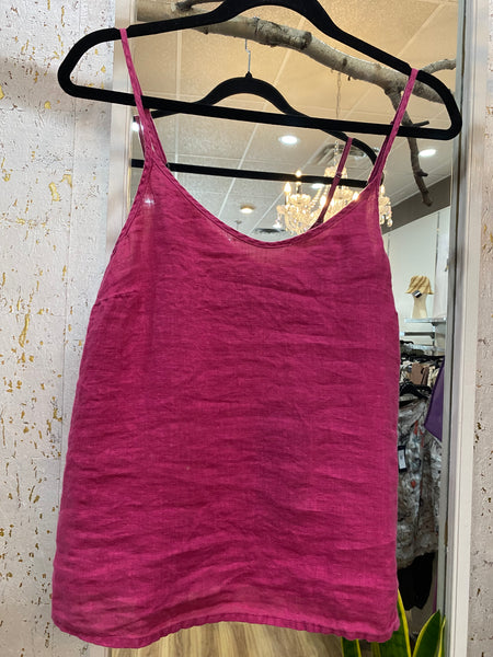 LINEN CAMISOLE TOP - FUCHSIA