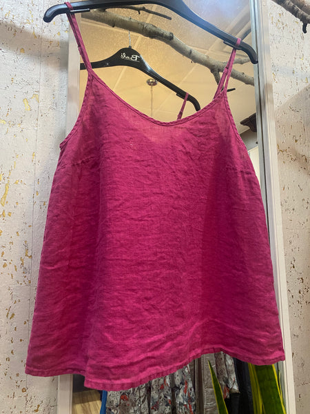 LINEN CAMISOLE TOP - FUCHSIA