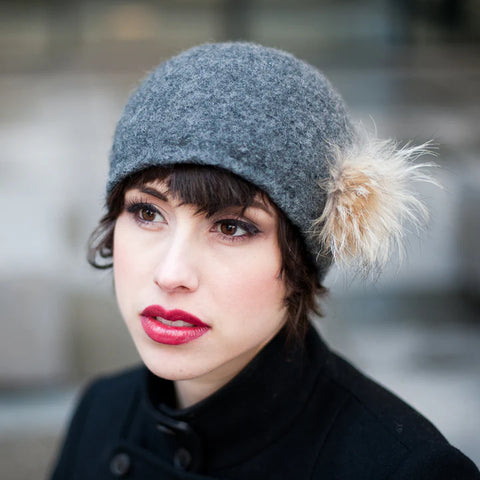 RECYCLED FUR HAT - GREY