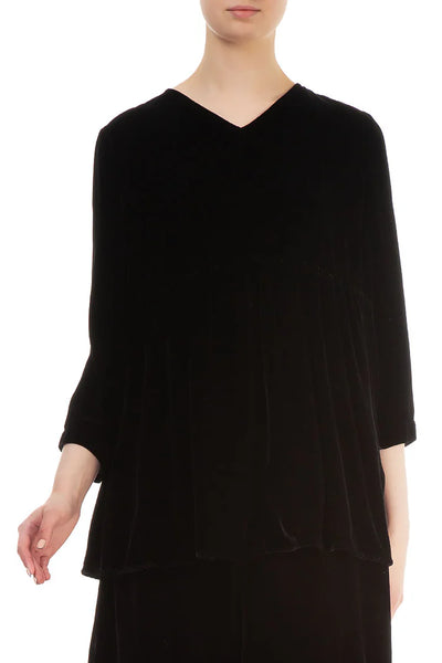 V NECK SILK VELVET TUNIC