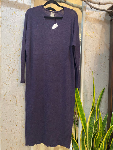 MERINO WOOL DRESS 7018 - PLUM MELANGE