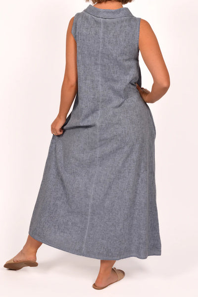 COWLNECK LINEN/COTTON DRESS