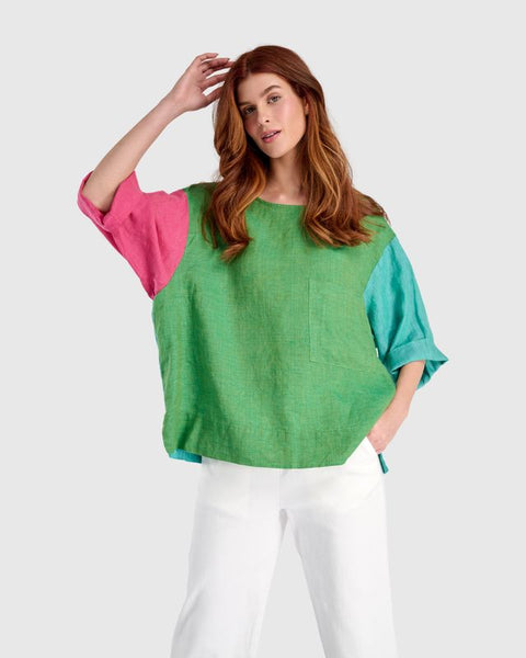 TROPICAL RESORT LINEN TOP