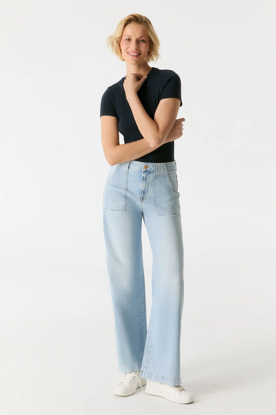 LULU WIDE LEG JEANS IN AQUA BLUE