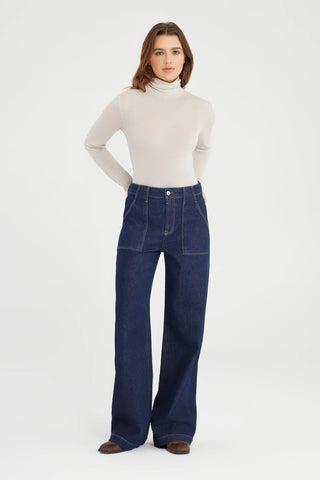 LULU WIDE LEG JEANS - DARK RAW