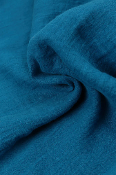 LAYERED COBALT BLUE LINEN TOP