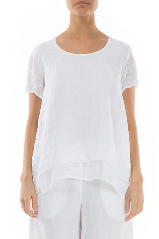 LAYERED LINEN TOP - WHITE-LAST ONE-size S