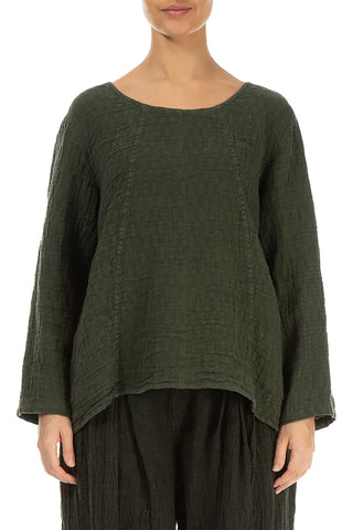 TEXTURED FALL LINEN BLOUSE