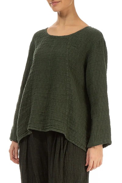 TEXTURED FALL LINEN BLOUSE