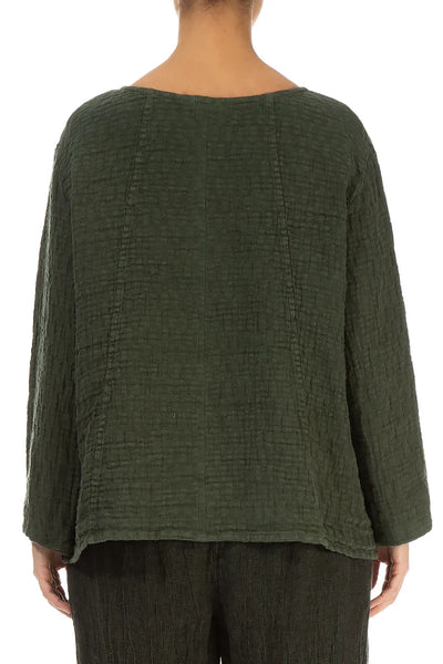 TEXTURED FALL LINEN BLOUSE