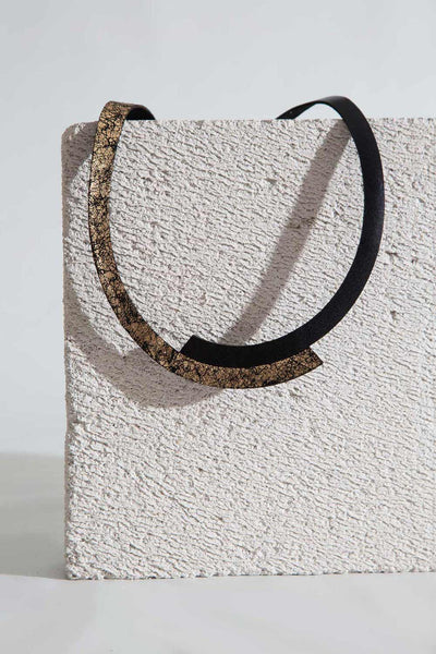 LEATHER NECKLACE - GOLD AND BLACK