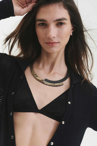 LEATHER NECKLACE - GOLD AND BLACK