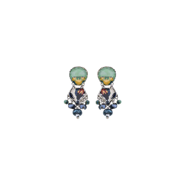 CANDY TWIST GLASS EARRINGS - STUDS, MINT HUES