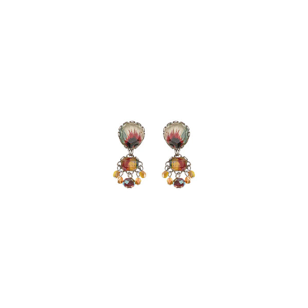 SUNFLOWER SURPRISE GLASS EARRINGS - STUDS