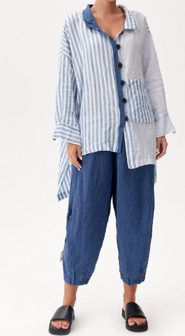 DENIM BLUE LINEN PANTS