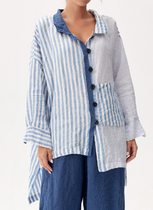 STRIPE LINEN BLOUSE - ONE LEFT, fits size 12-14
