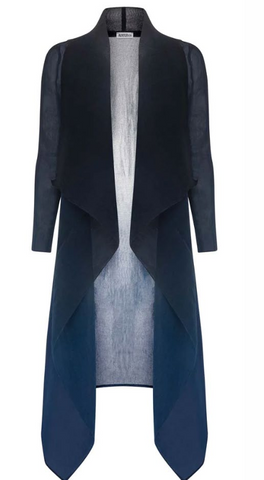 COLLARE DRESS COAT - INK TO BLACK