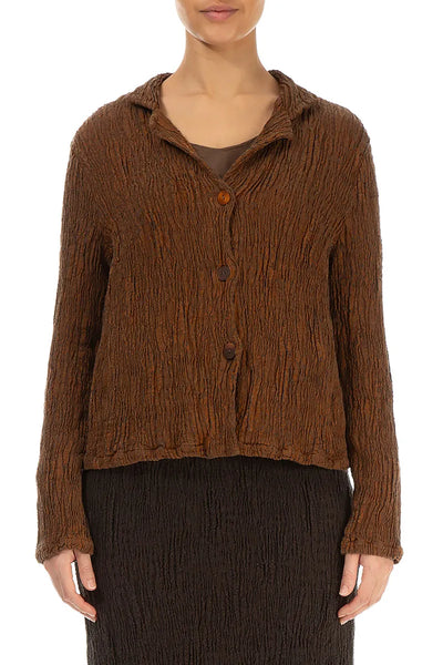 COPPER MELANGE SILK LINEN TEXTURED JACKET