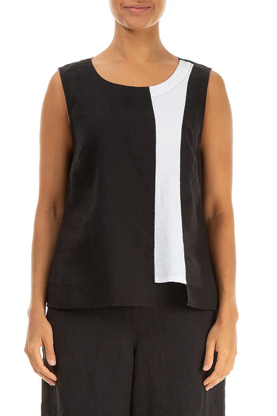 TWO TONE LINEN TOP
