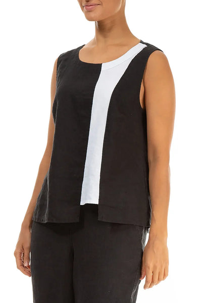TWO TONE LINEN TOP