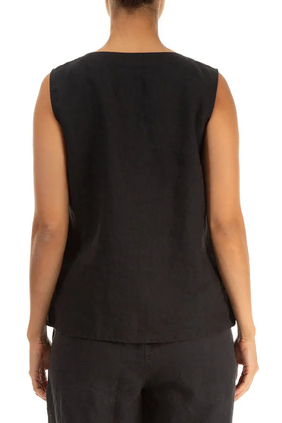TWO TONE LINEN TOP