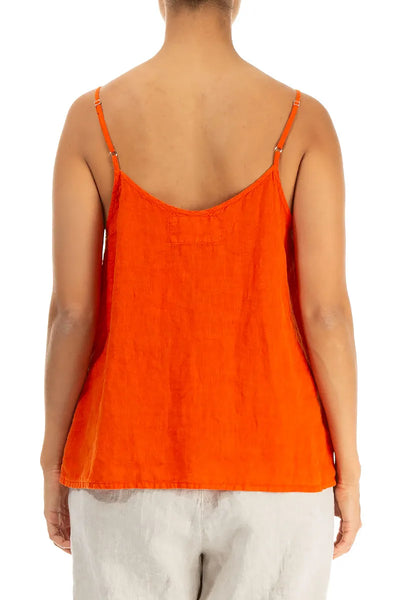 LINEN CAMISOLE TOP - ORANGE