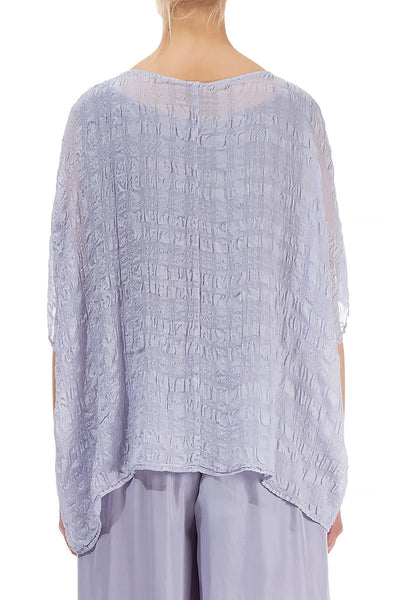 TEXTURED SILK BLOUSE - LAVENDER AND STORM GREY