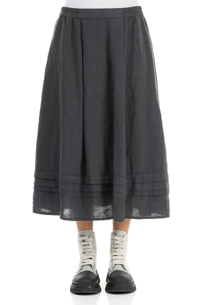 TIERED HEM GRAPHITE LINEN SKIRT