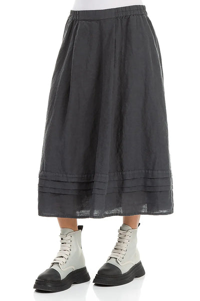 TIERED HEM GRAPHITE LINEN SKIRT