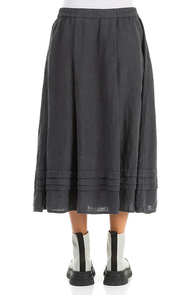 TIERED HEM GRAPHITE LINEN SKIRT