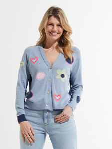 FLOWERS AND SPOTS CARDI