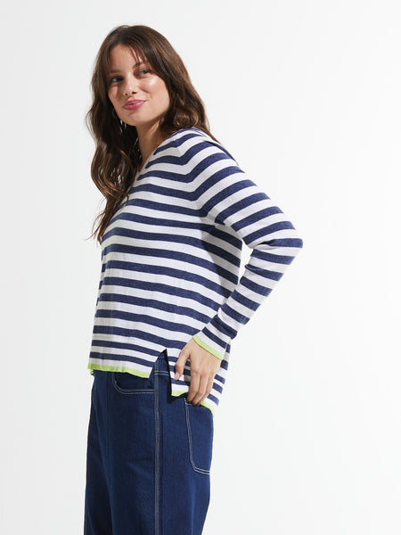 STRIPE V-NECK SWEATER