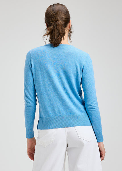 BUTTON ANGLE COTTON/SILK SWEATER