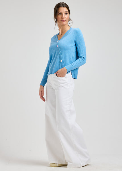 BUTTON ANGLE COTTON/SILK SWEATER