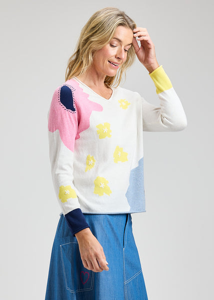 GARDEN POND COTTON/CASHMERE SWEATER