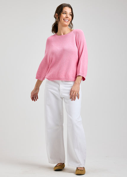 SOFT PINK COTTON/CASHMERE SWEATER - ONE LEFT in size XS!