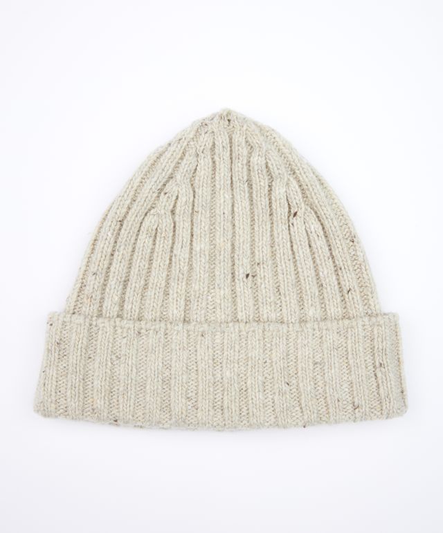 LUXED RIBBED HAT - CHALK