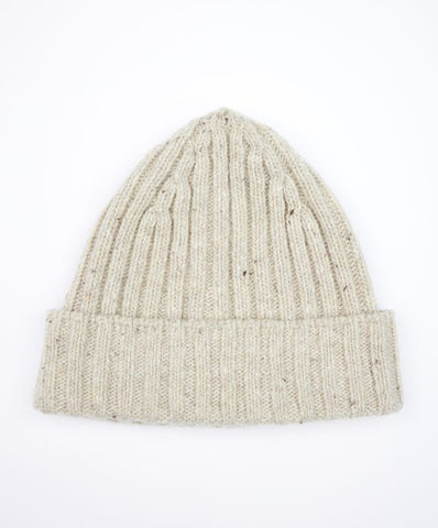 LUXED RIBBED HAT - CHALK