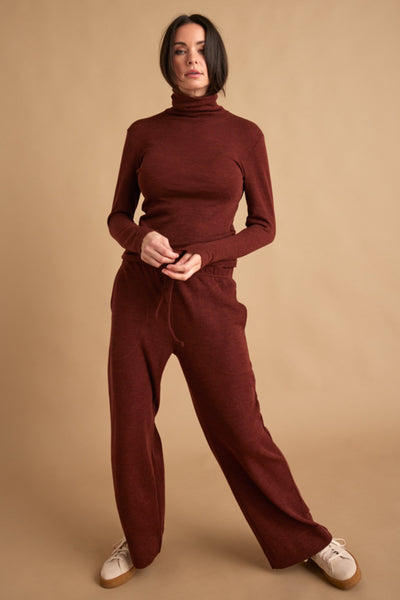 MERINO WOOL PANTS 3008 - TERRACOTTA MELANGE