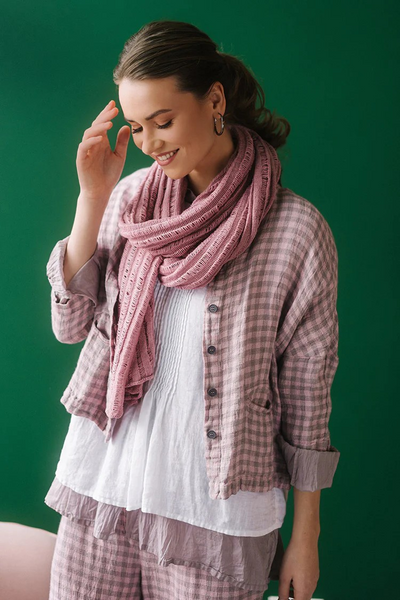 PINK CHECK LINEN JACKET
