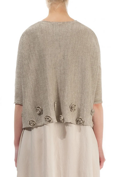FLOWER NATURAL LINEN TOPPER